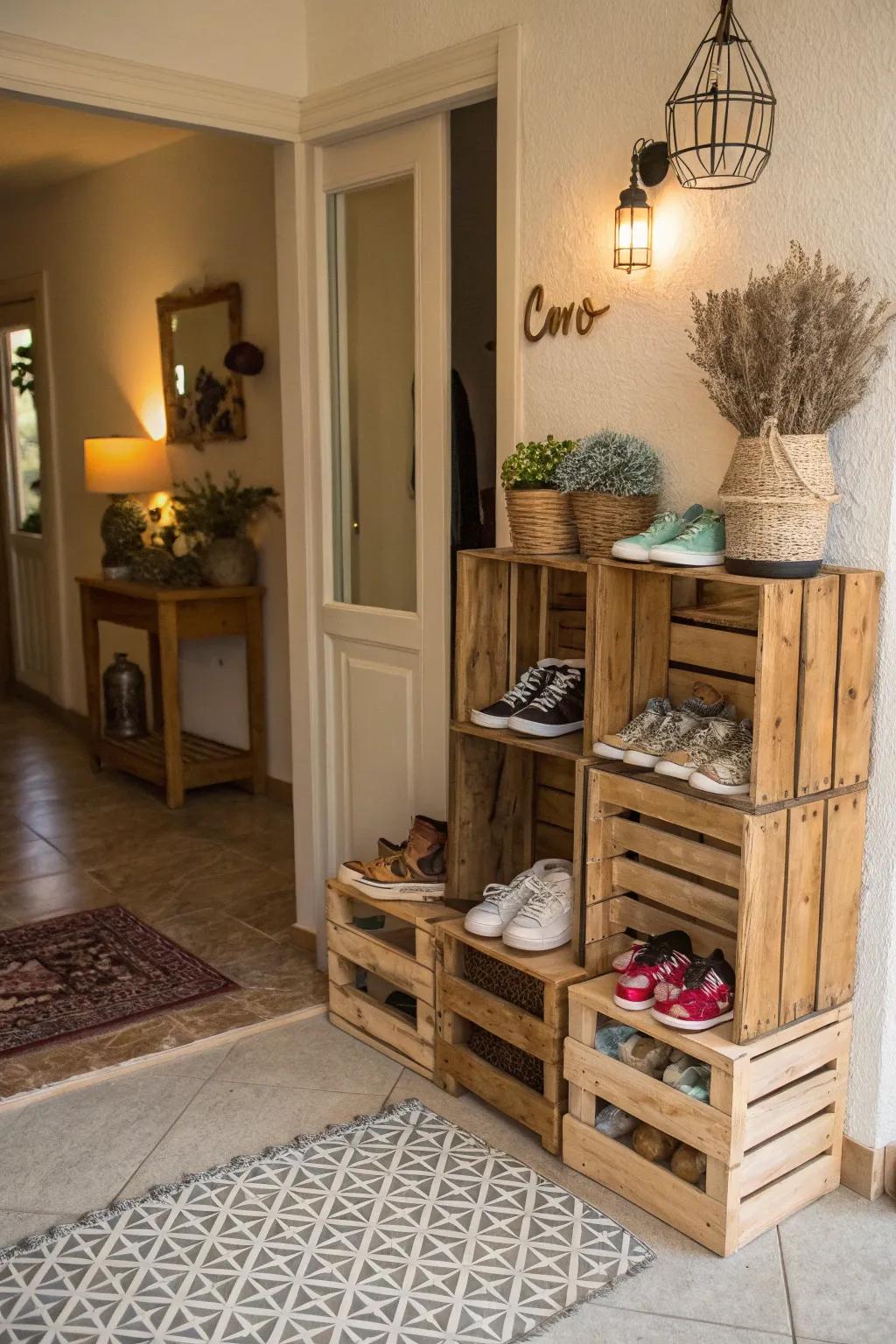 Delight your guests with an entranceway inspired by country style.