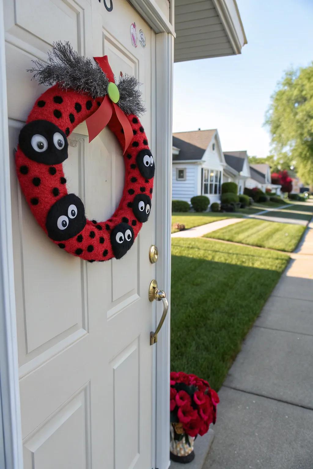 Whimsical affection bug embellishment for a playful touch.