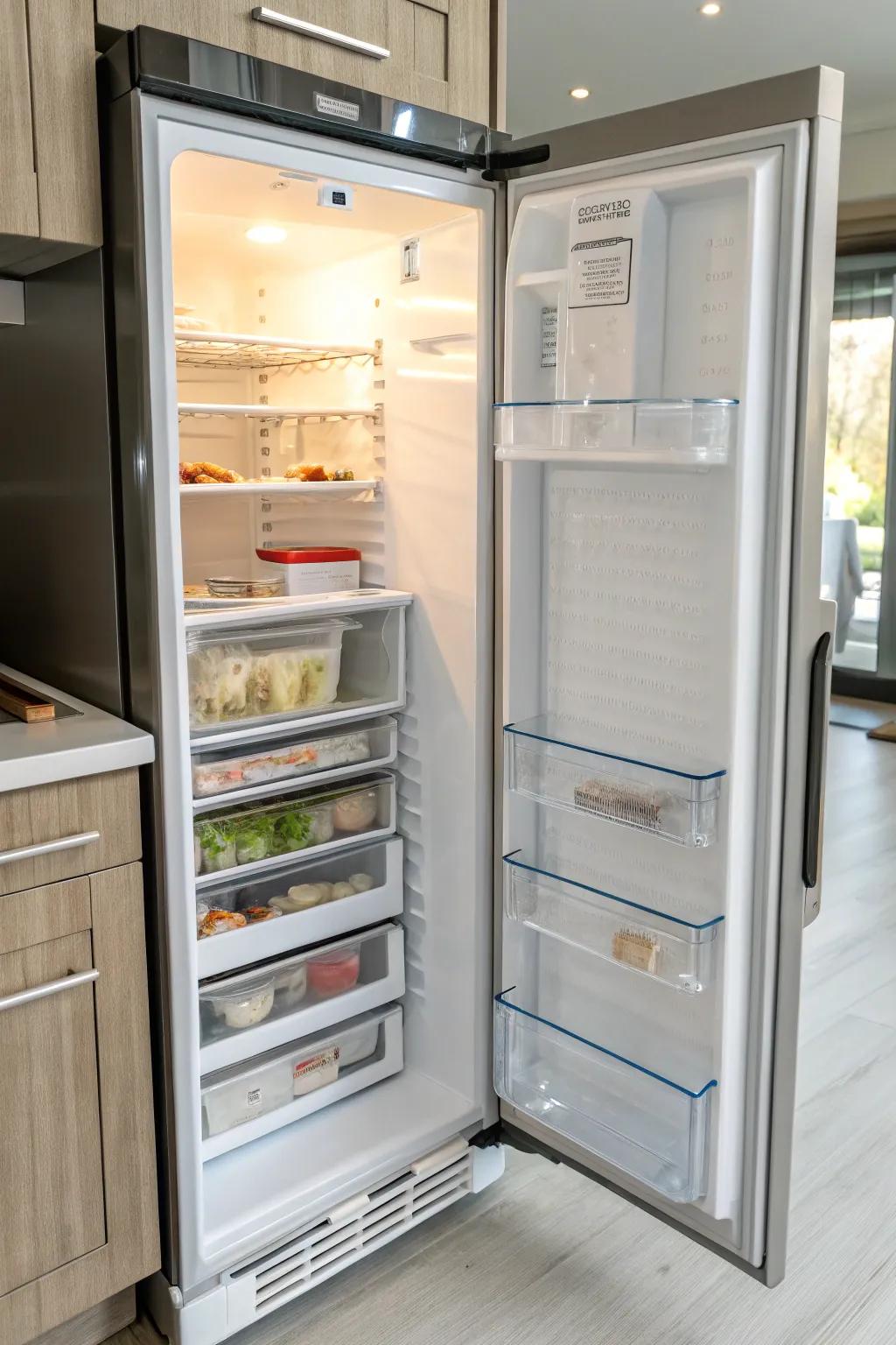 Adjustable shelves allow for different item sizes.