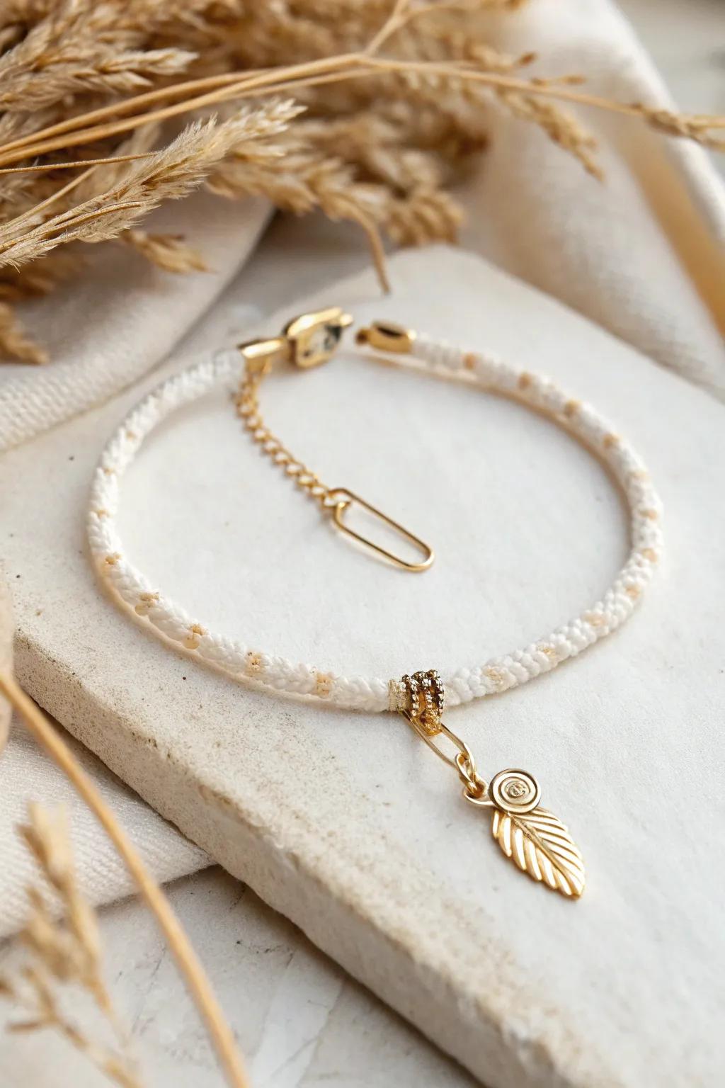 Celebrate simplicity with a hint of charm: Pin-attached elegance in a minimalist bracelet.