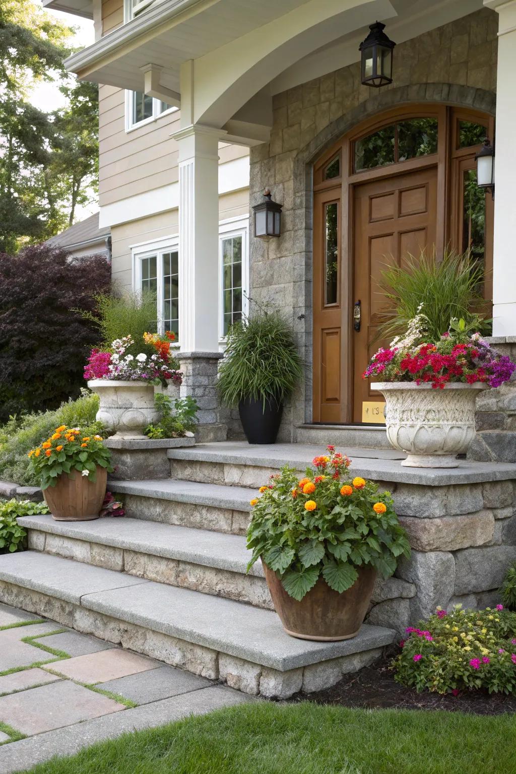 Add depth with planters on different levels.