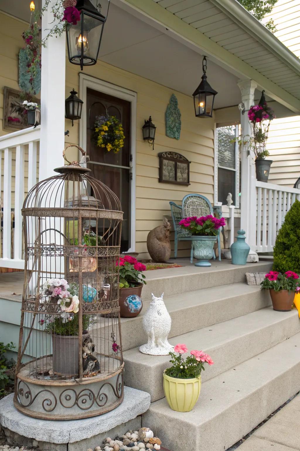 Quirky accents enrich your porch with character.