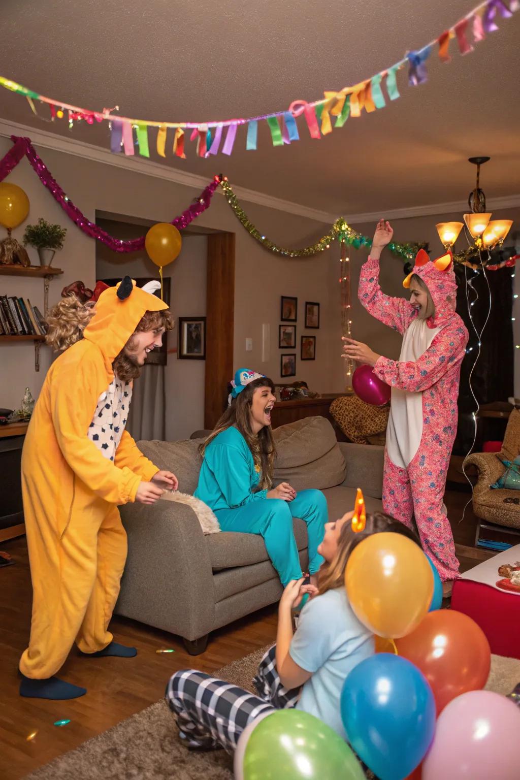 A cheerful themed attire celebration commemorating Galentine's Day.