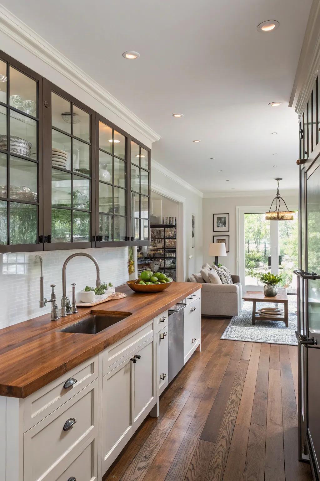 Mixing different materials adds depth to spaces that connect.