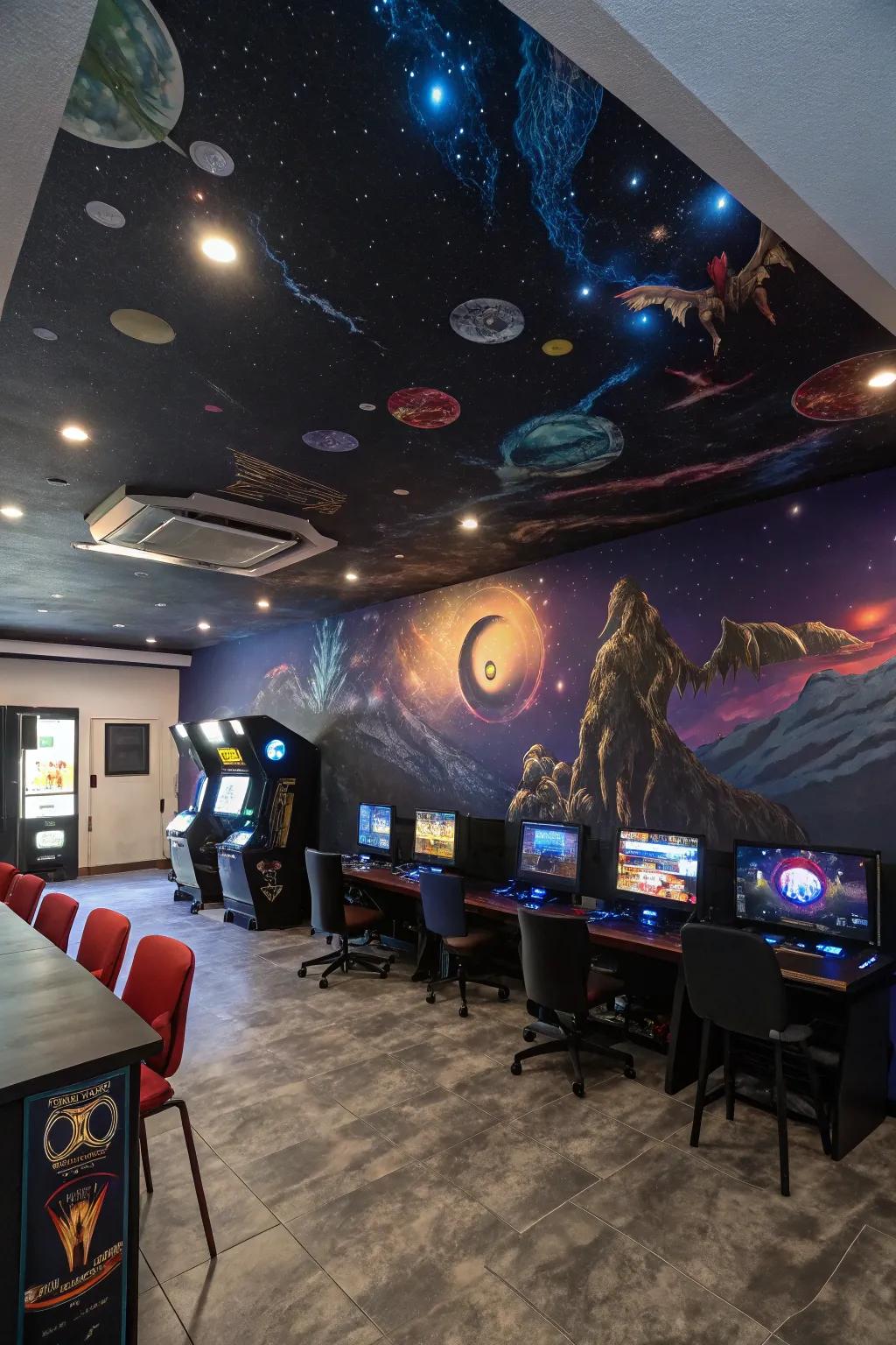 SkyMurals personalize your gaming room with artistic expression.