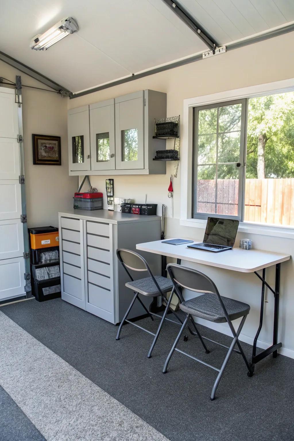 Foldable furniture provides flexibility and efficiency in small spaces.