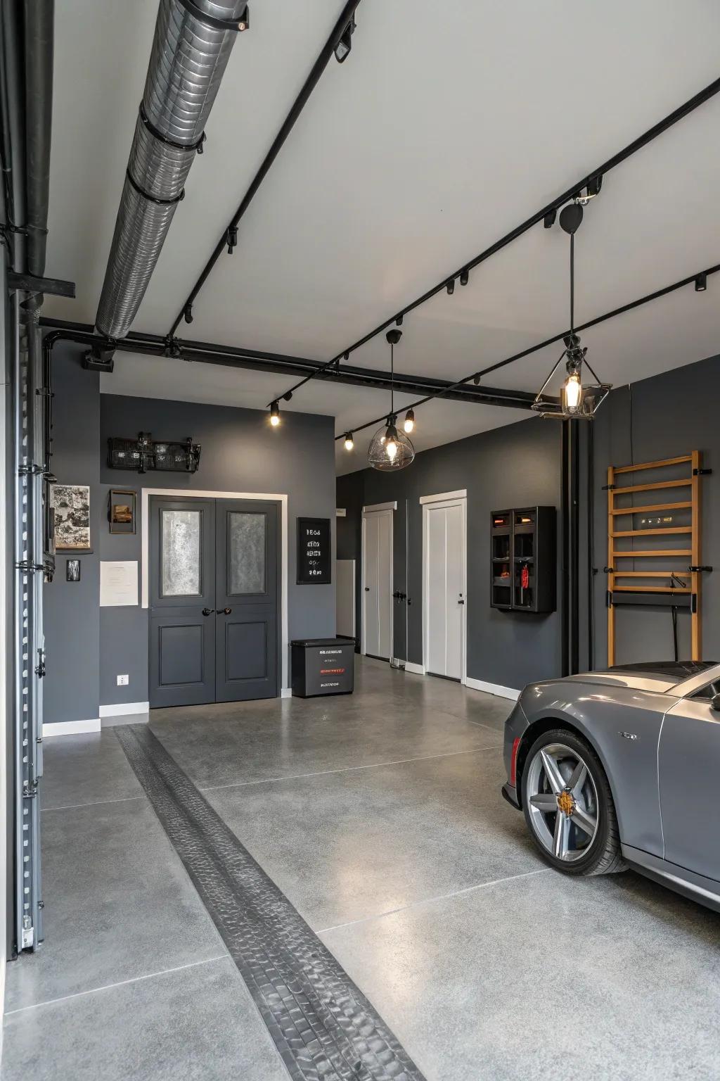 Gray tones impart a sleek urban sophistication vibe.