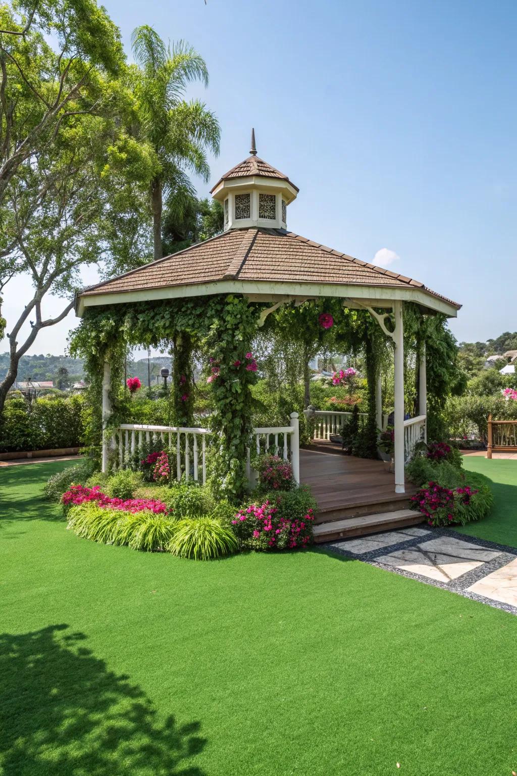 Keep it green and playful with artificial grass.