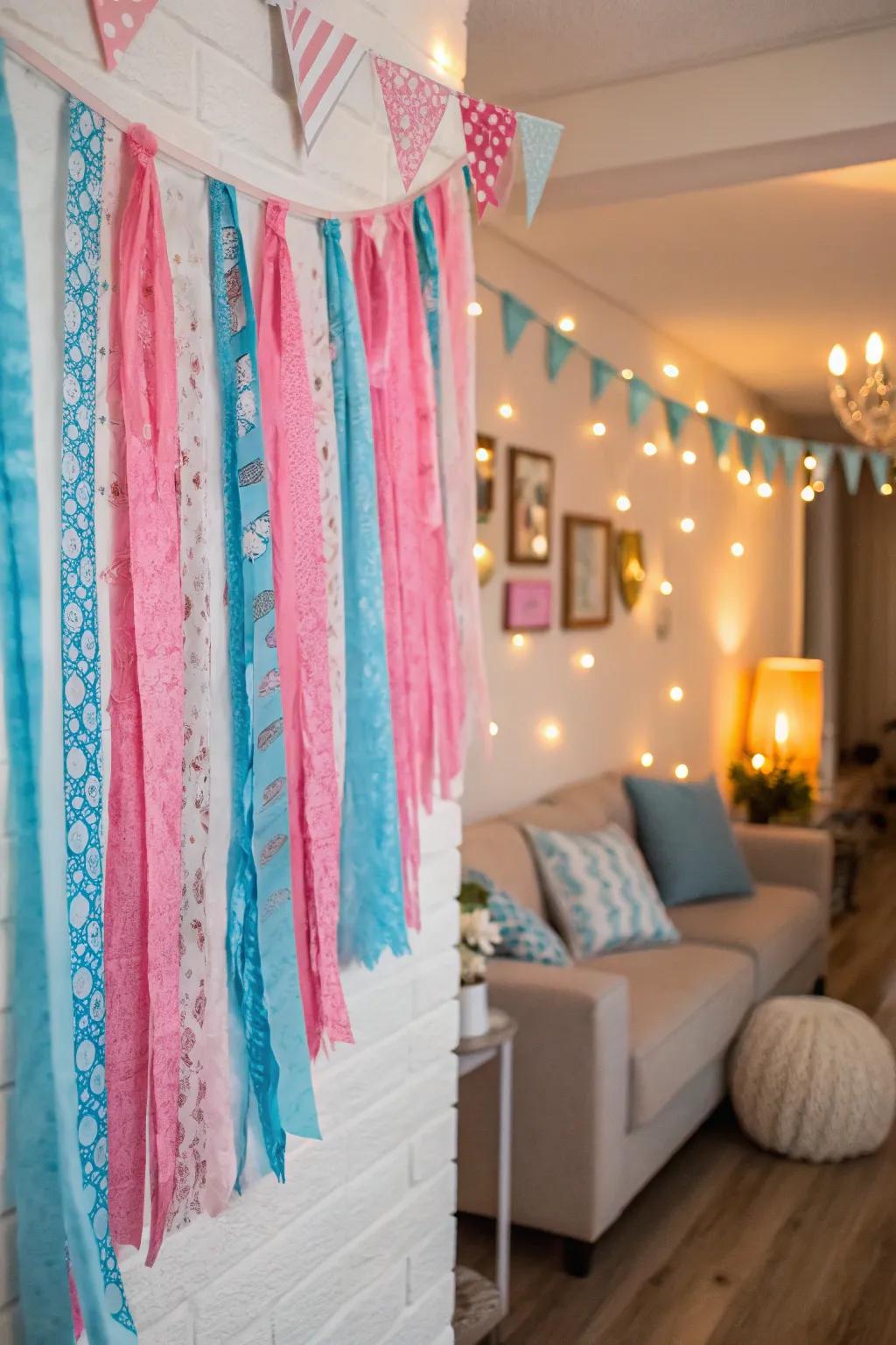 Craft an attention-grabbing backdrop using streamers that are simple to create.