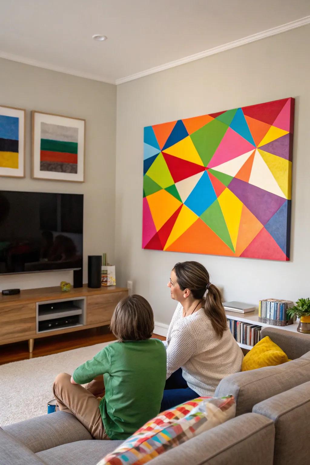 Vibrant energy is infused into any room with colorful canvases.