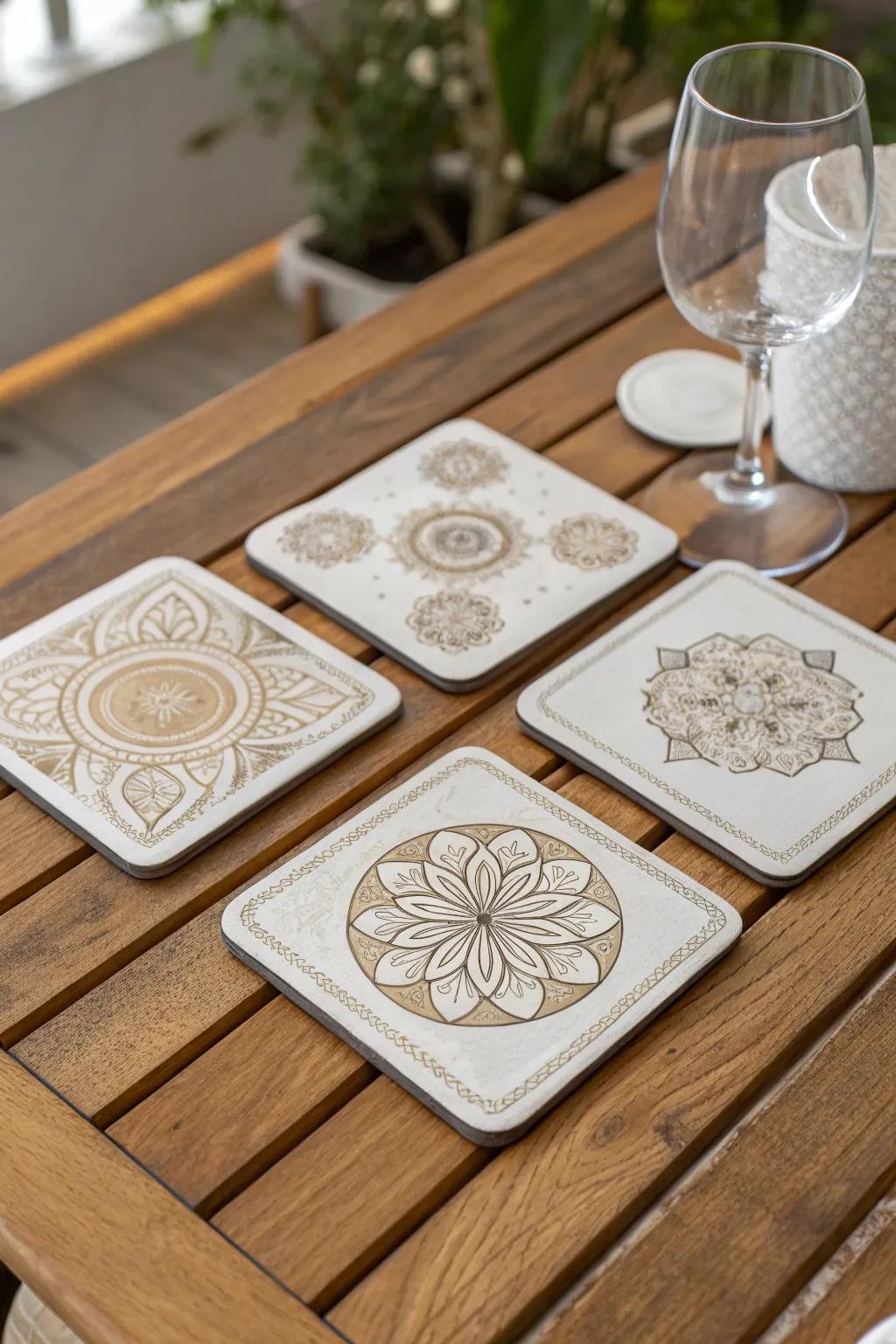 Protect surfaces with personalized drink mats.
