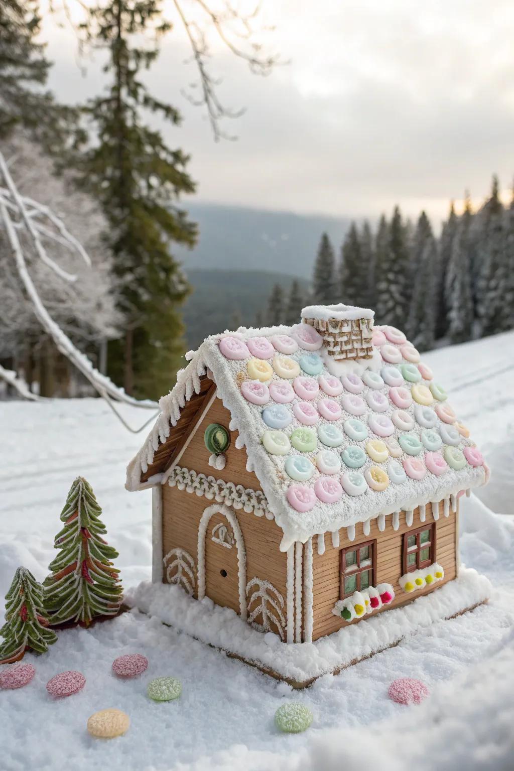 Marshmallow snow adds a fluffy and inviting touch to gingerbread houses.