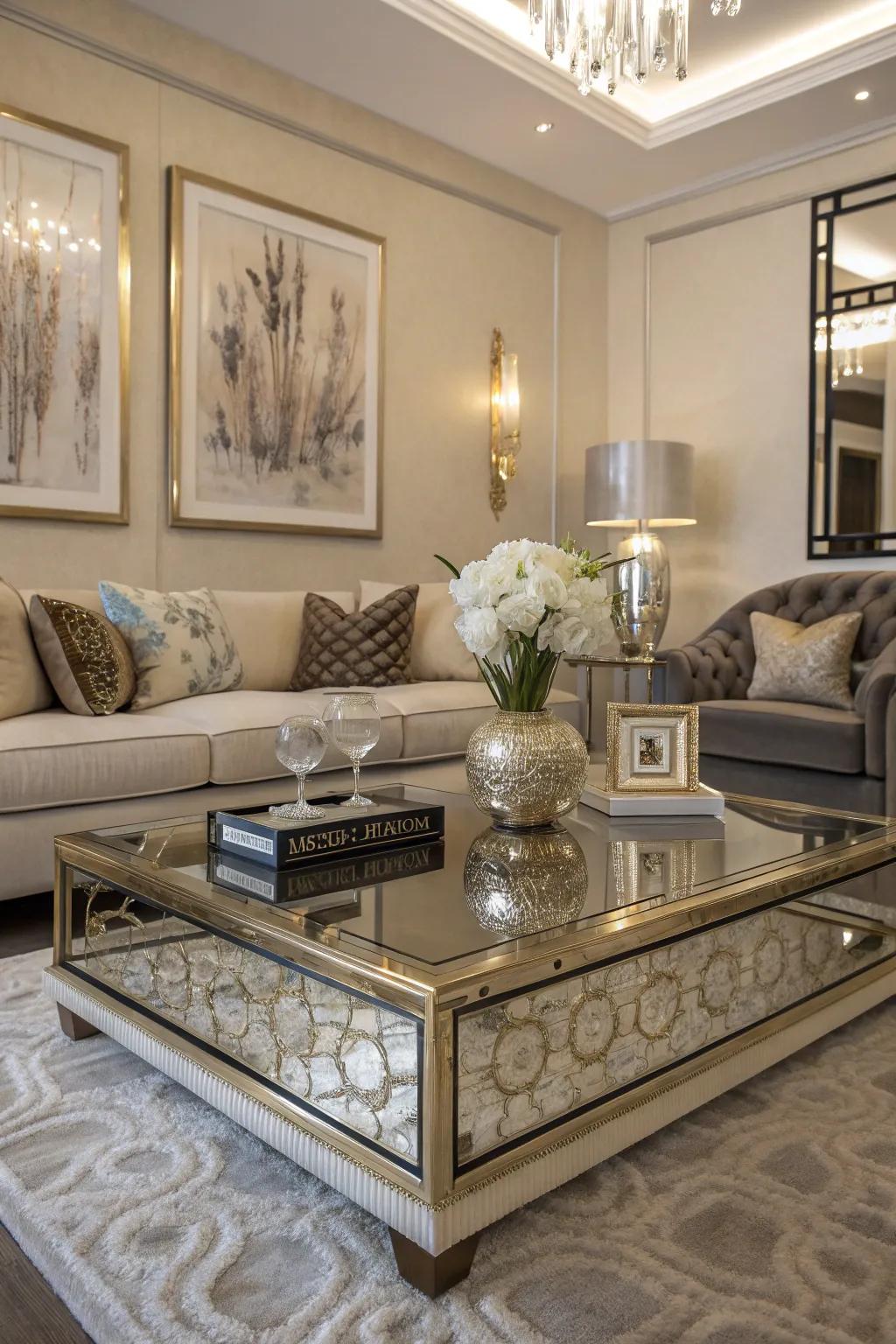 A standout table perfectly completes the sophisticated look with elegance.