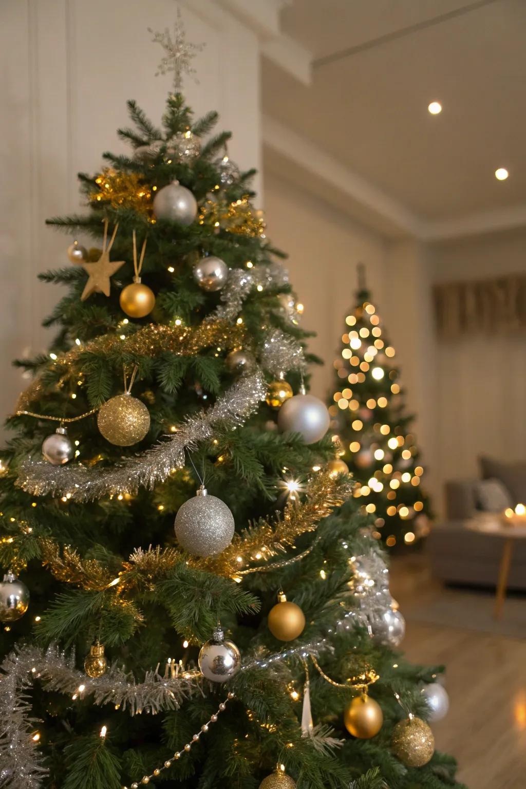 Shimmering garlands create an enchanting effect.