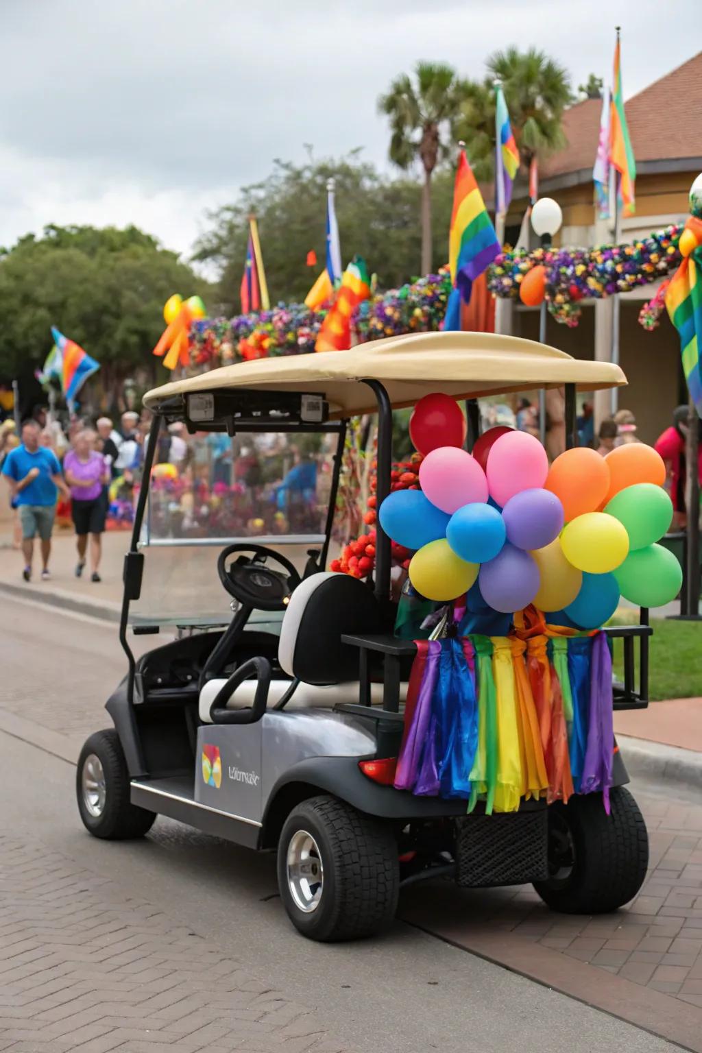 Get parade-ready with an extravagantly decorated golf cart.