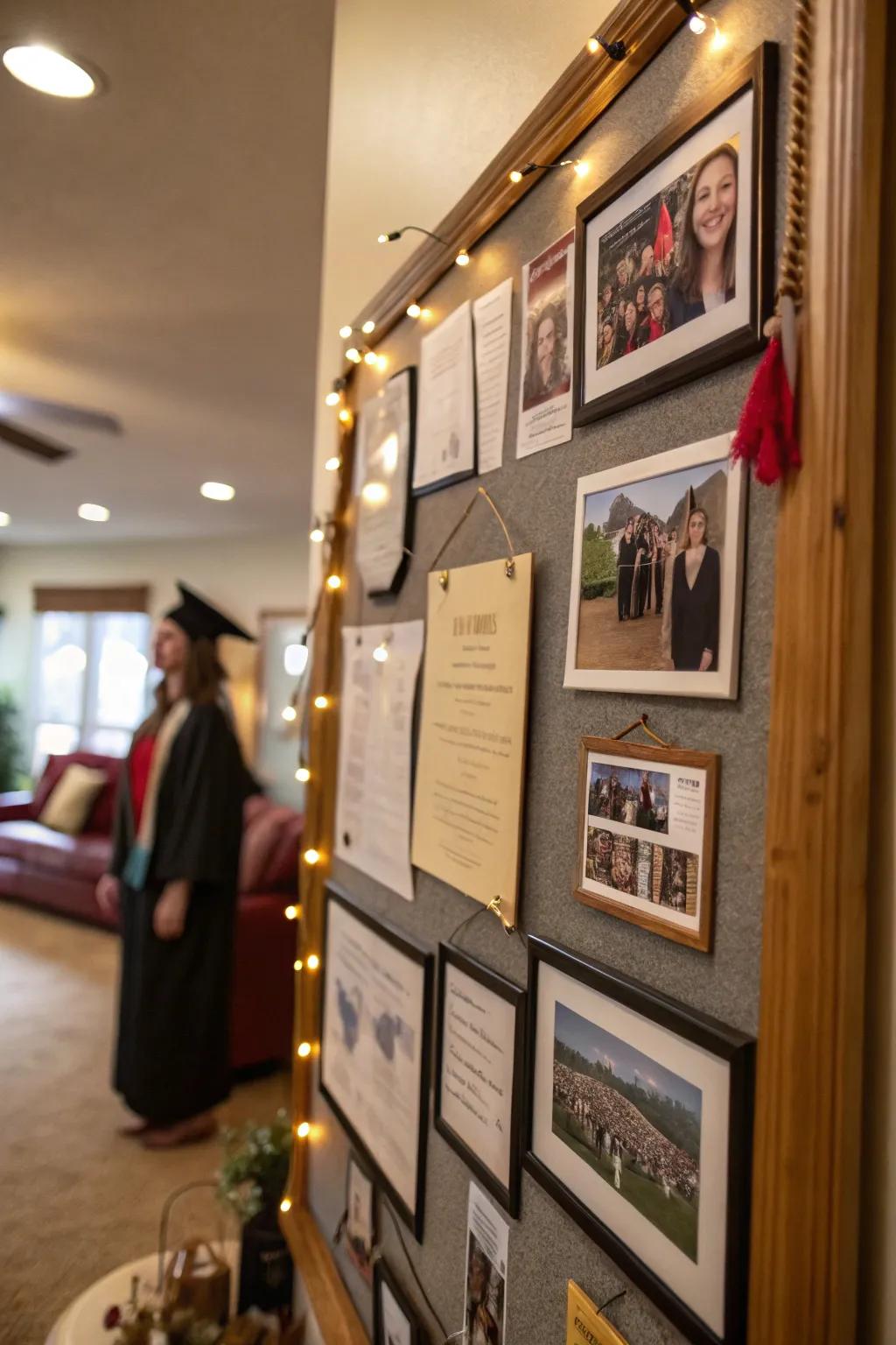 A journey through time: A chronological display showcasing the graduate's accomplishments and milestones.