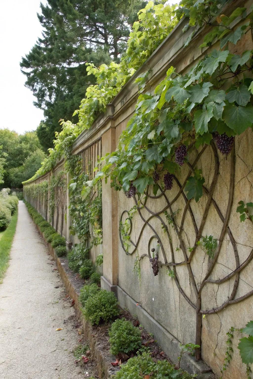 Espalier trellises are optimal for designing artistic configurations with your vines.