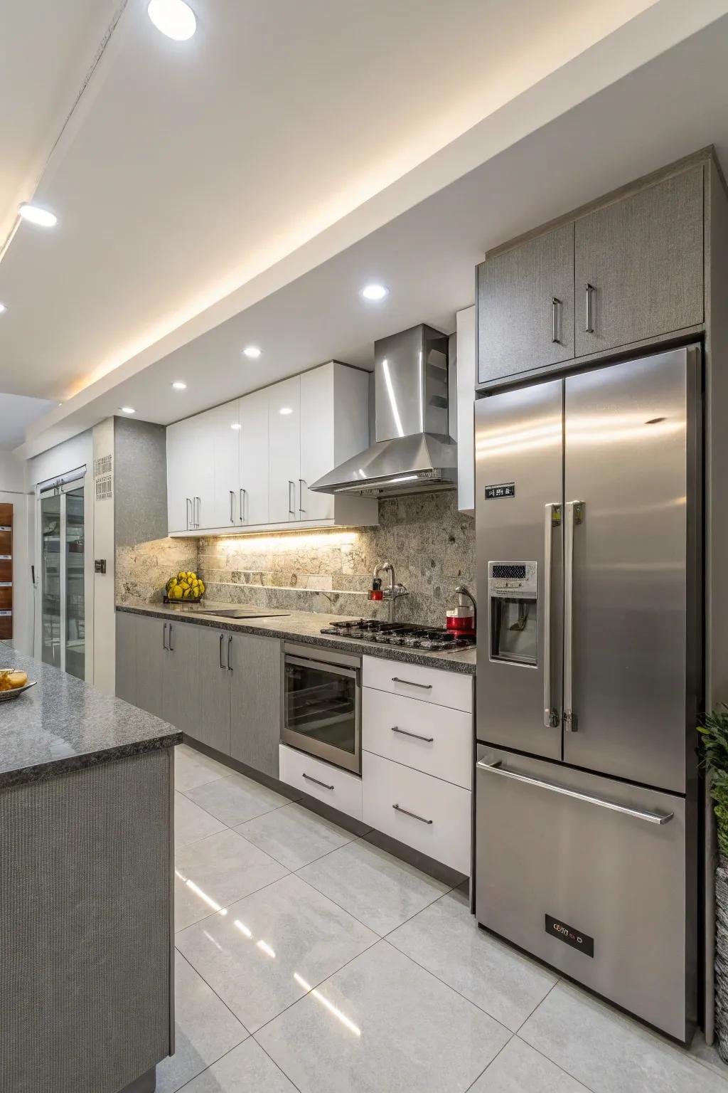 Steel finish appliances complementing a modern kitchen