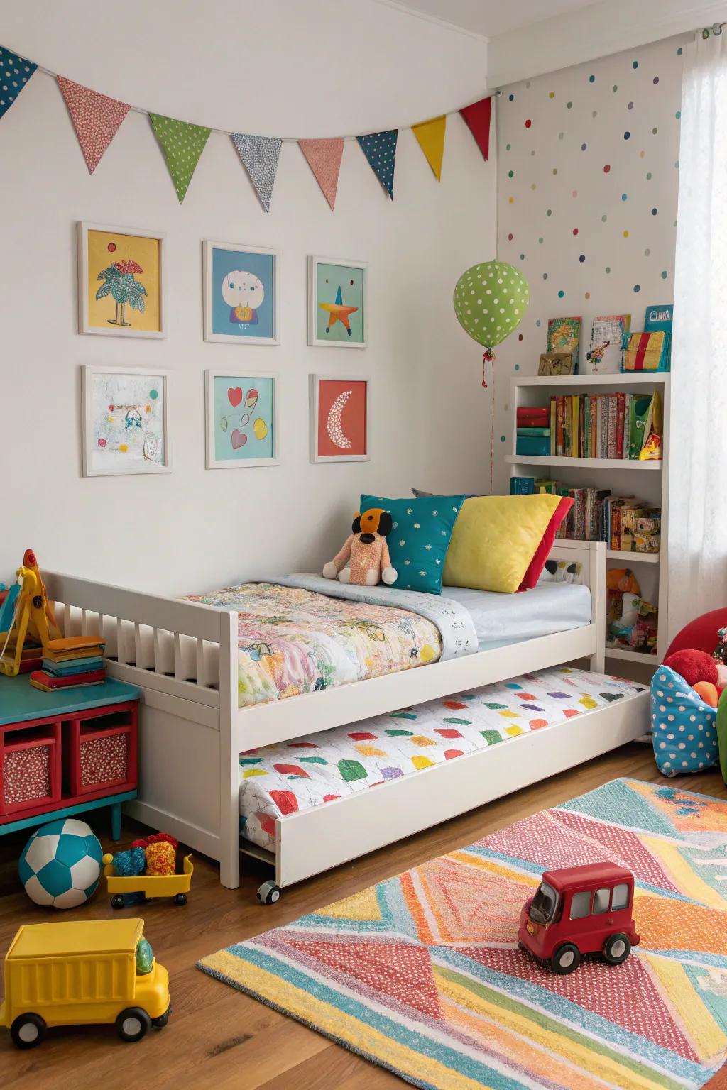 A trundle bed that adds charm and functionality to any child's room.