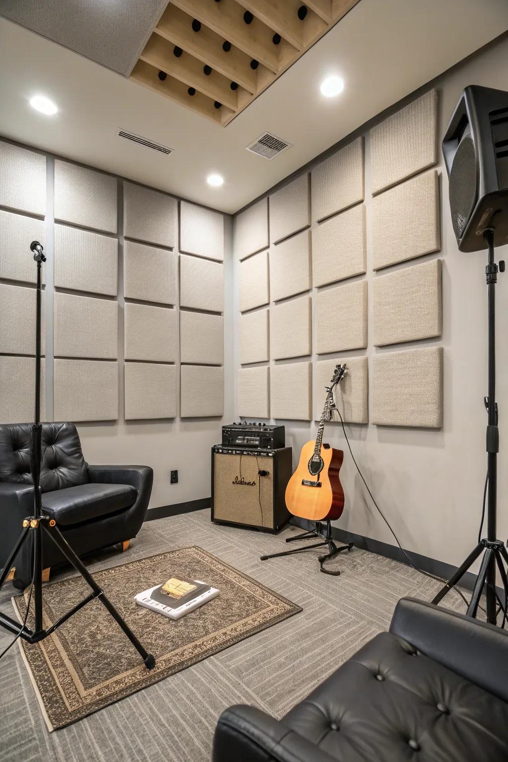 Acoustic treatments blending function and style.