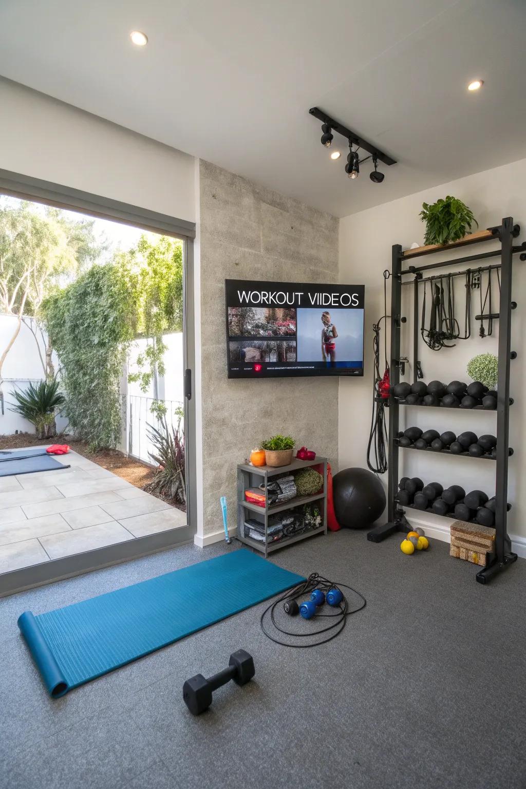 Stay entertained with a gym screen.