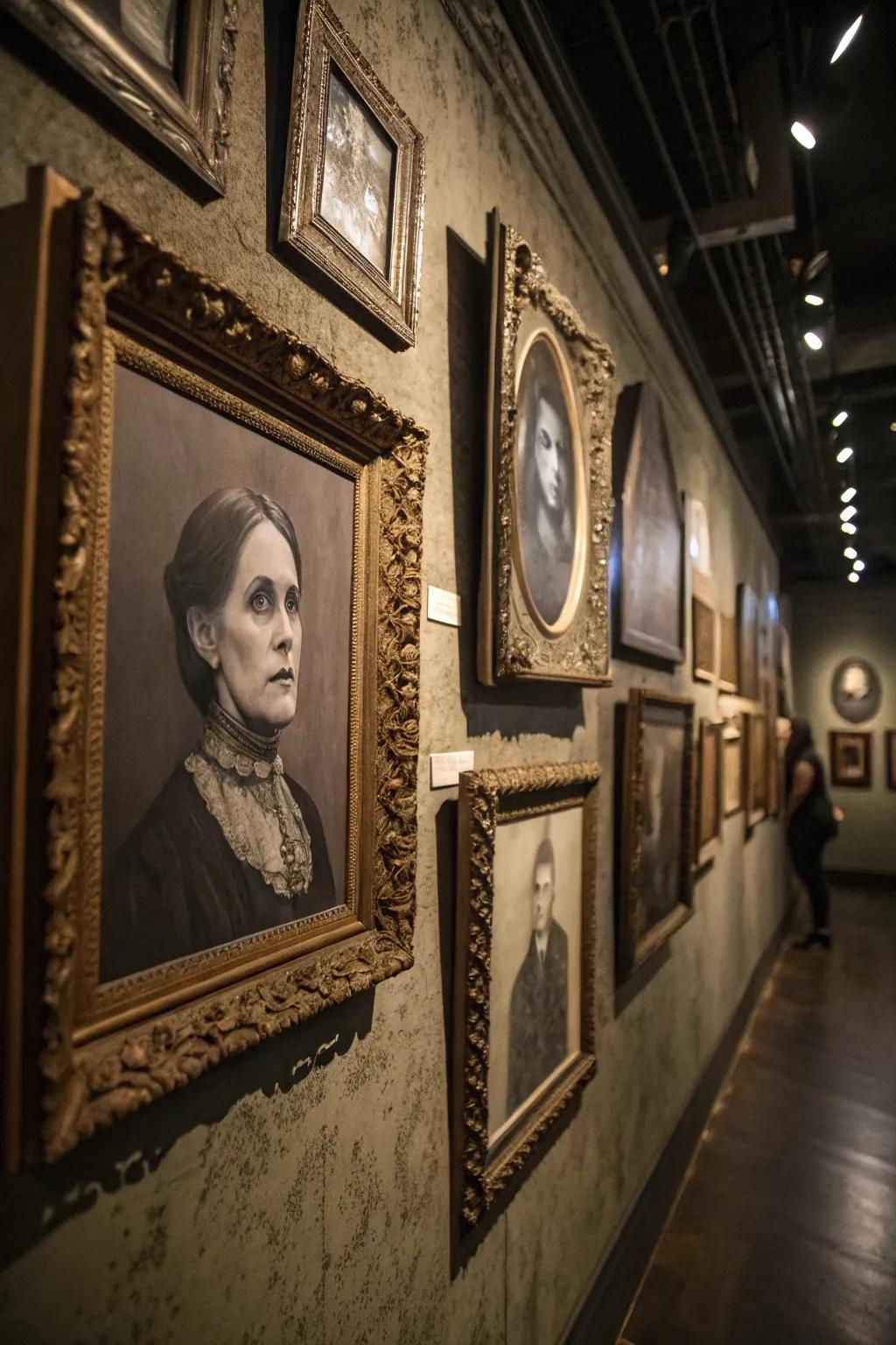 Haunted portraits add depth and intrigue to your decor.