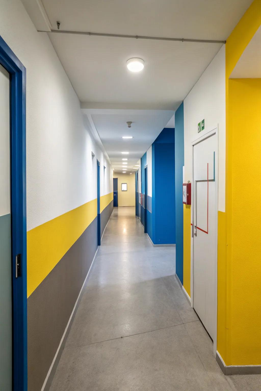 Hue partitioning appends playful dynamics to your corridor.
