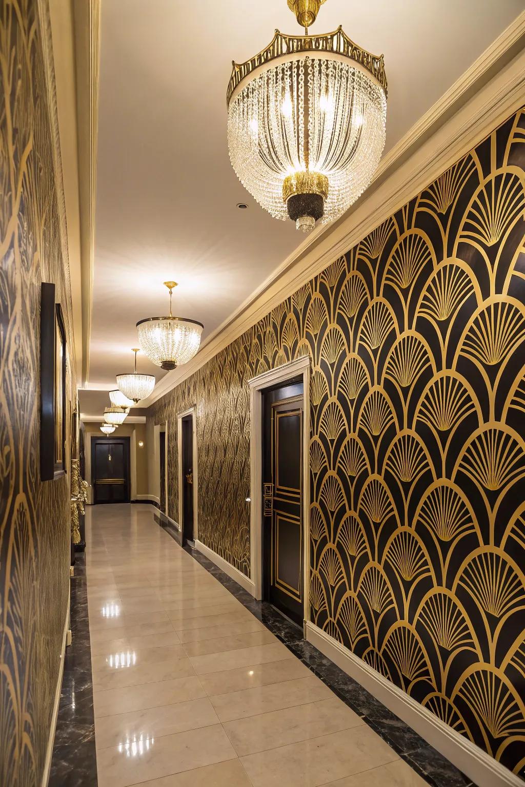 A Jazz Age inspired corridor that radiates elegance.