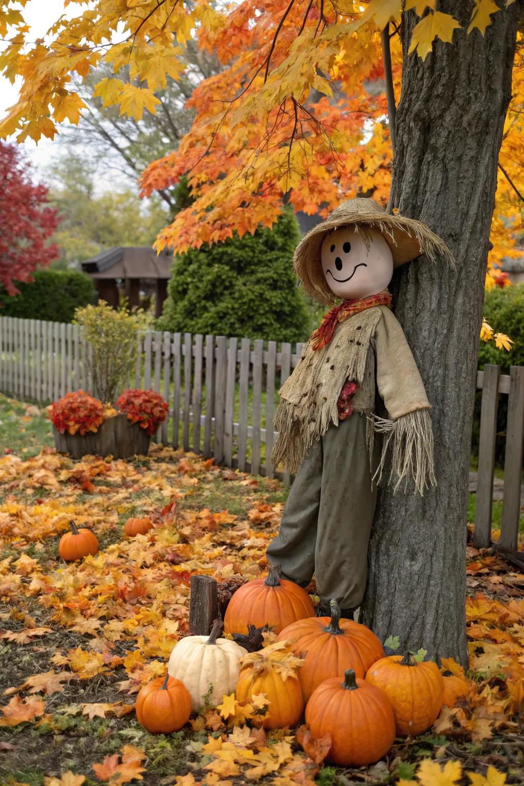 A whimsical dummy imparting charm to the garden.