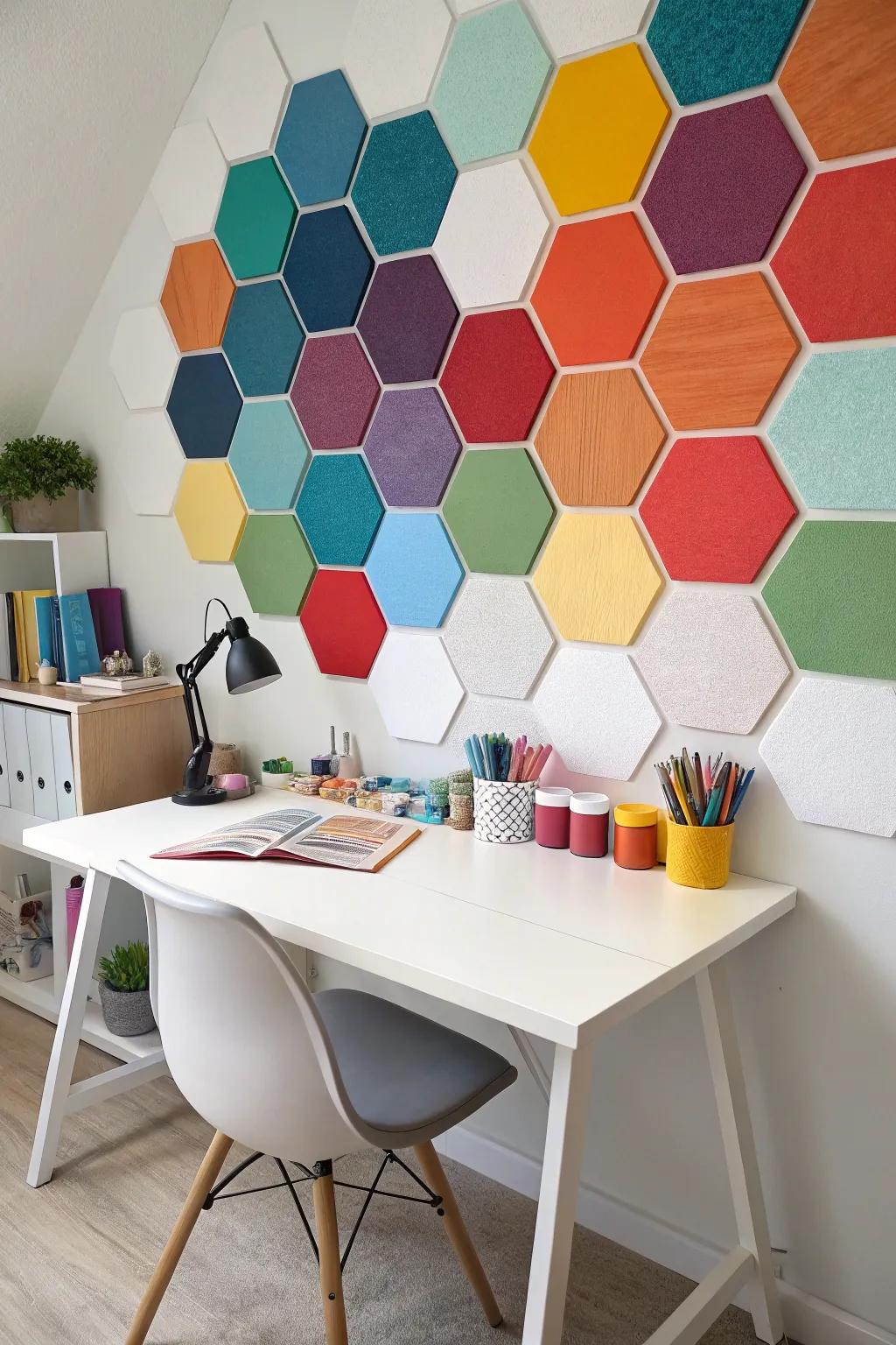 An unstructured honeycomb layout introduces a whimsical flair to your decor.