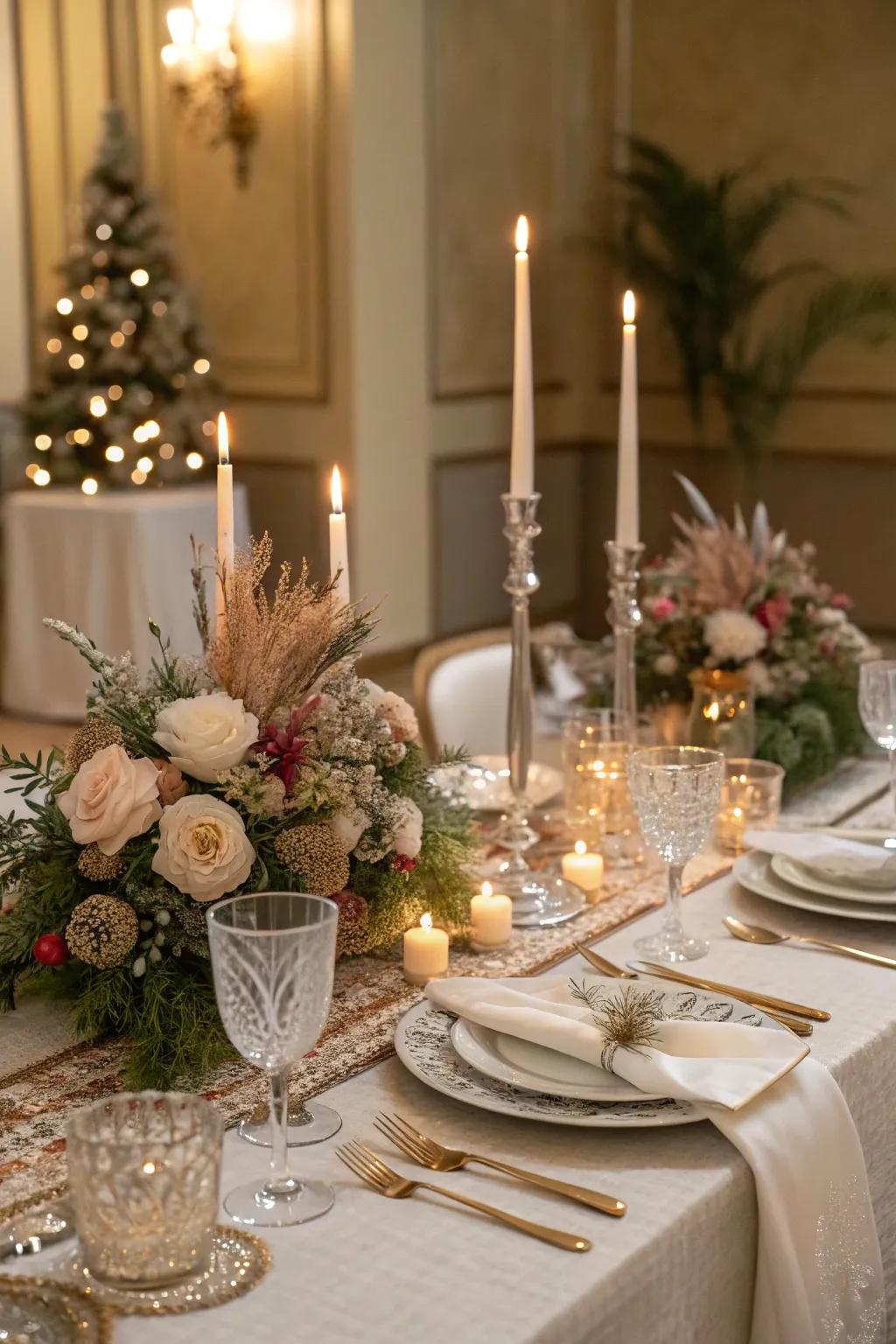 Create an inviting atmosphere with an elaborate table setting.