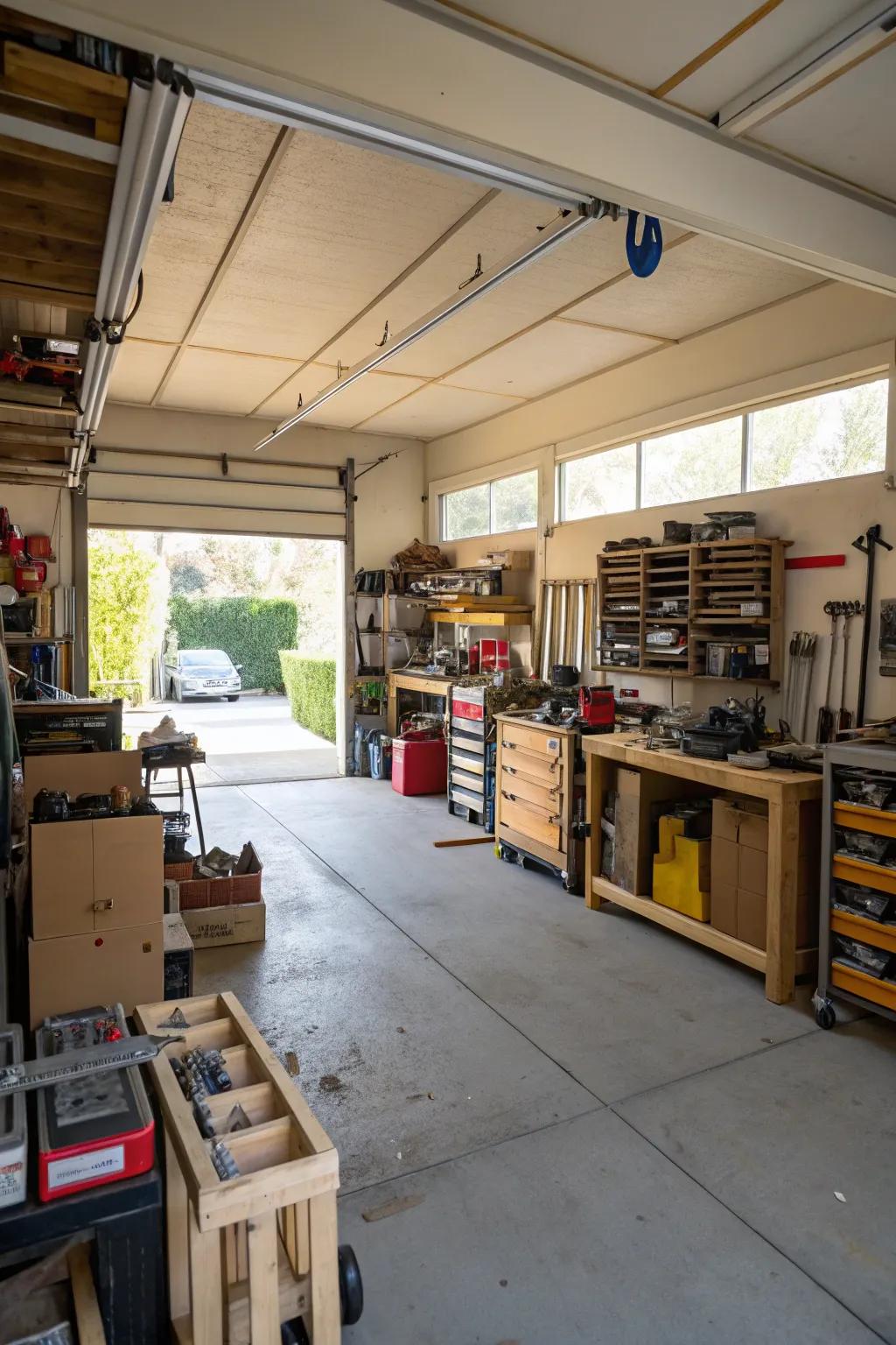 A garage addition providing more space and utility.