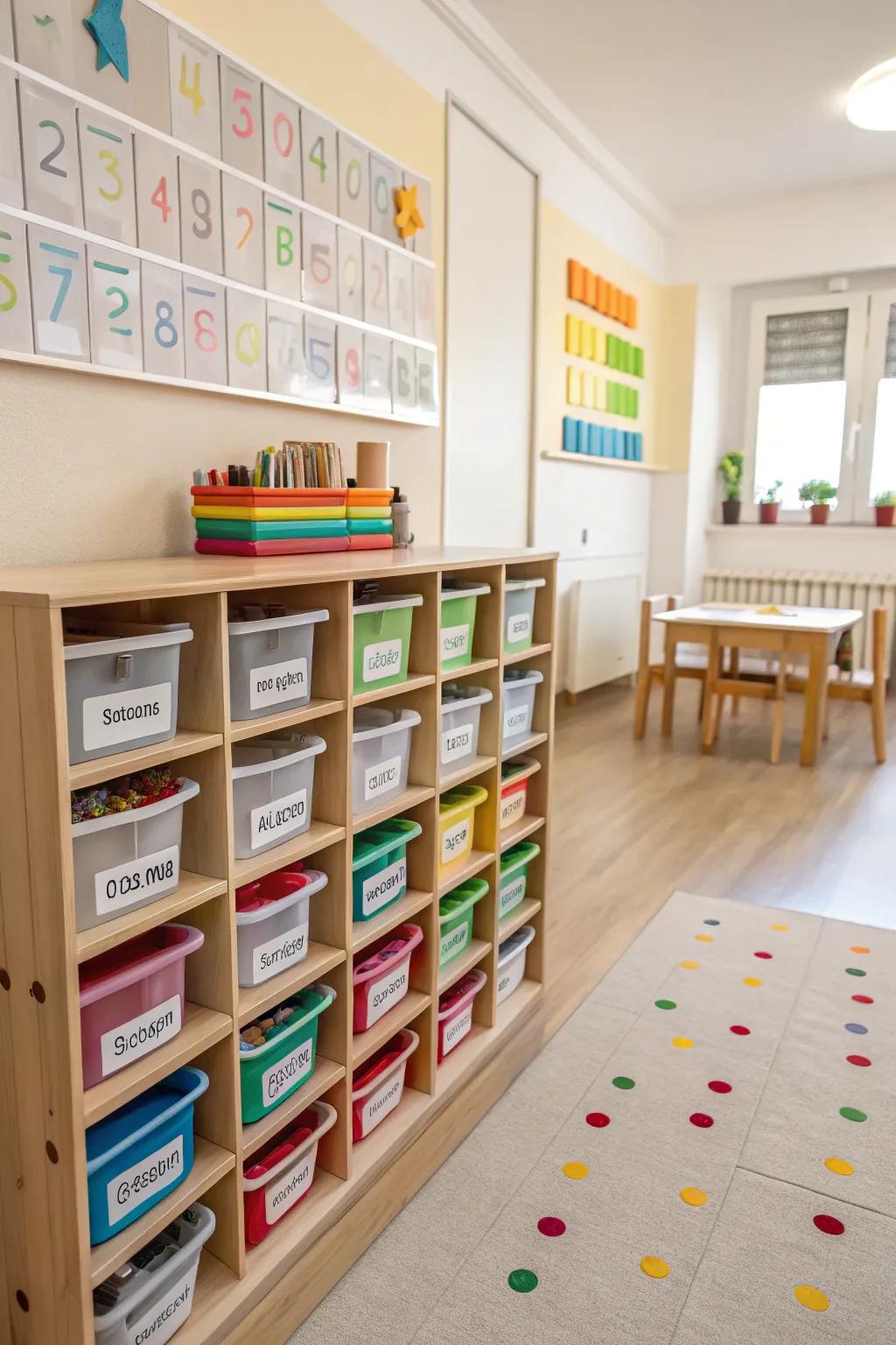 Keep items organized and obtainable with systematic storage solutions.