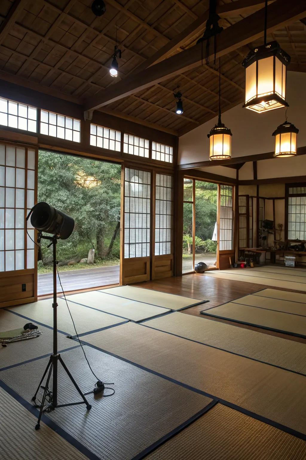 Adjustable and natural light enhance the ambiance of your dojo.