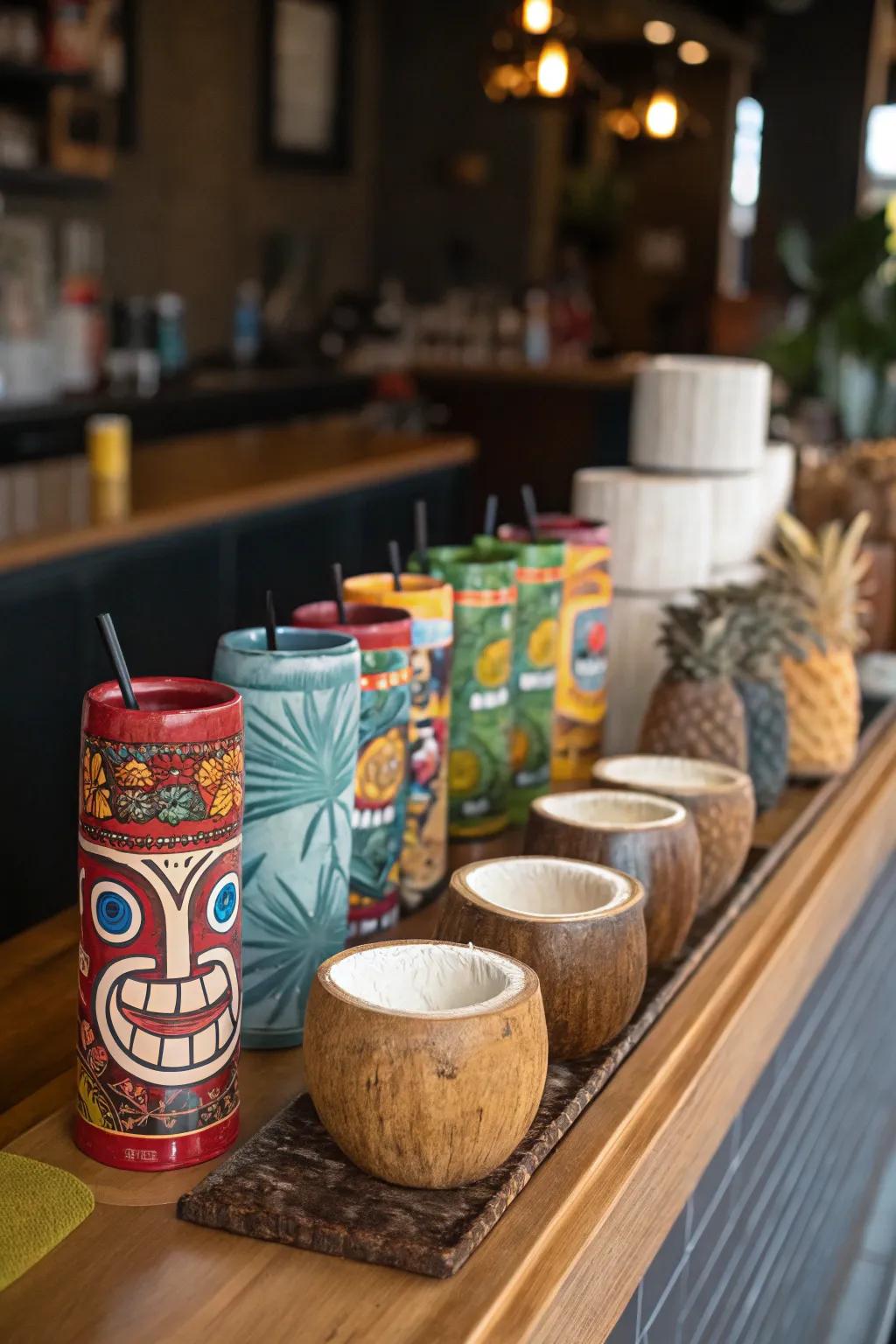 Tropical drinkware amplifies the charm of your cocktails.