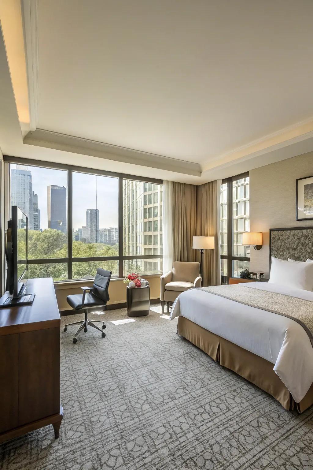 An expansive arrangement can transform even compact rooms into alluring and ample spaces.
