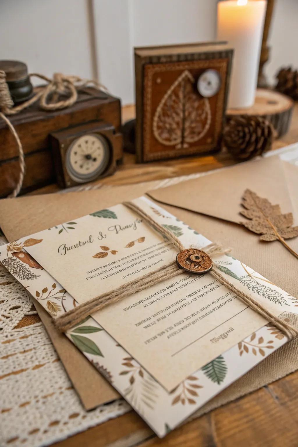 Country style charm adds a cozy and inviting feel to your invites.