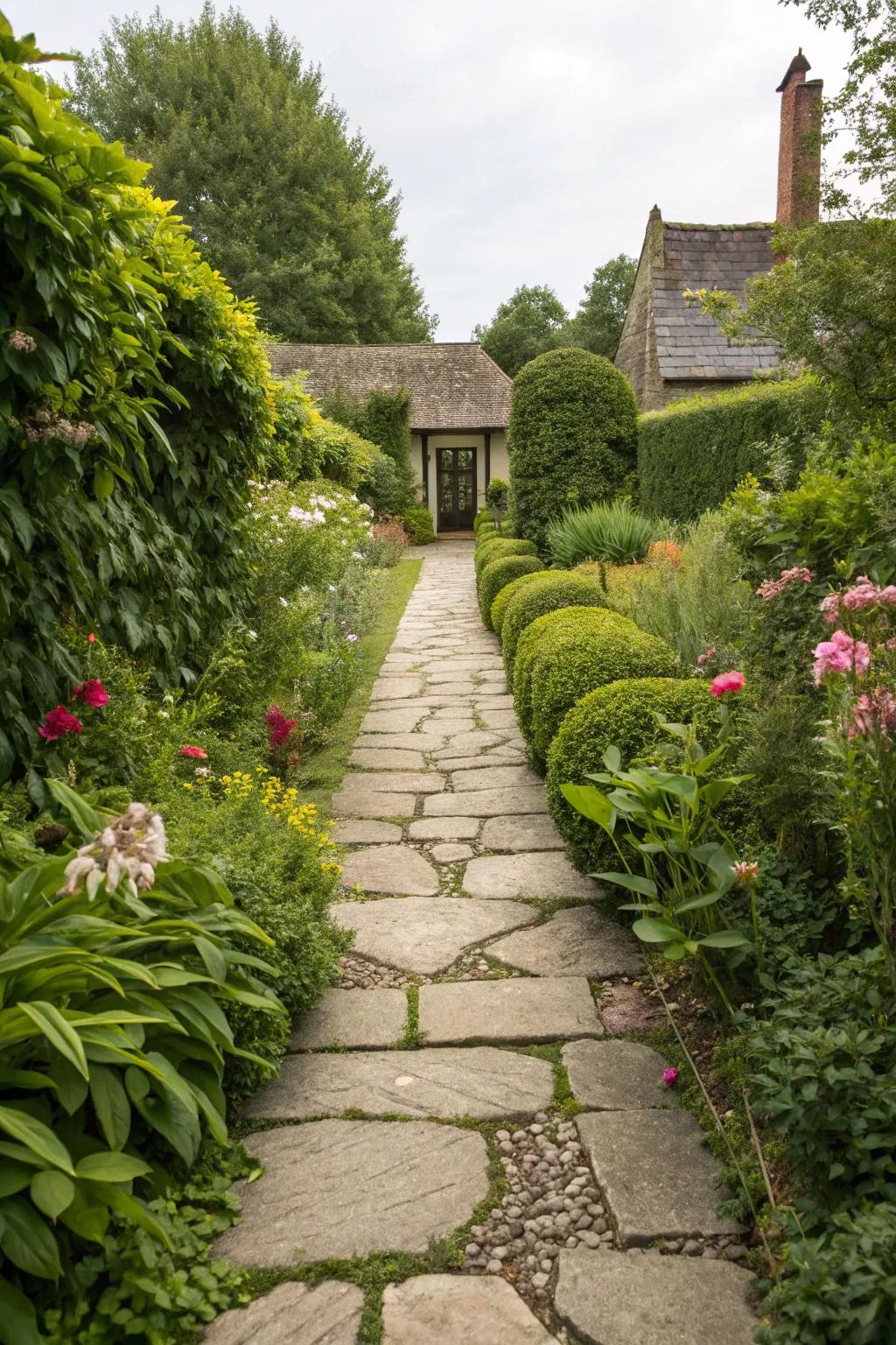 A welcoming rock walkway to the home.