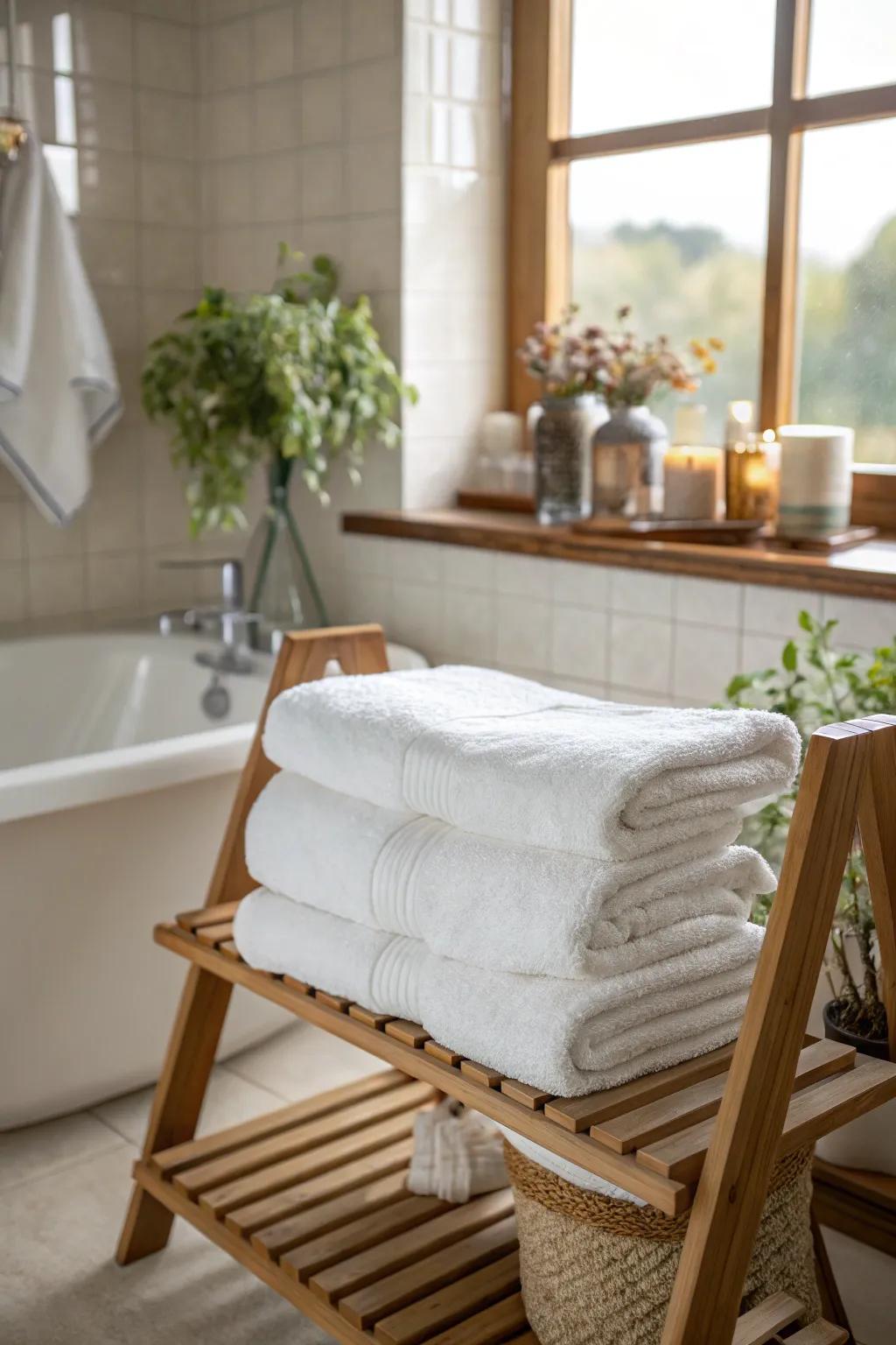 Soft bath towels elevating commonplace rituals.