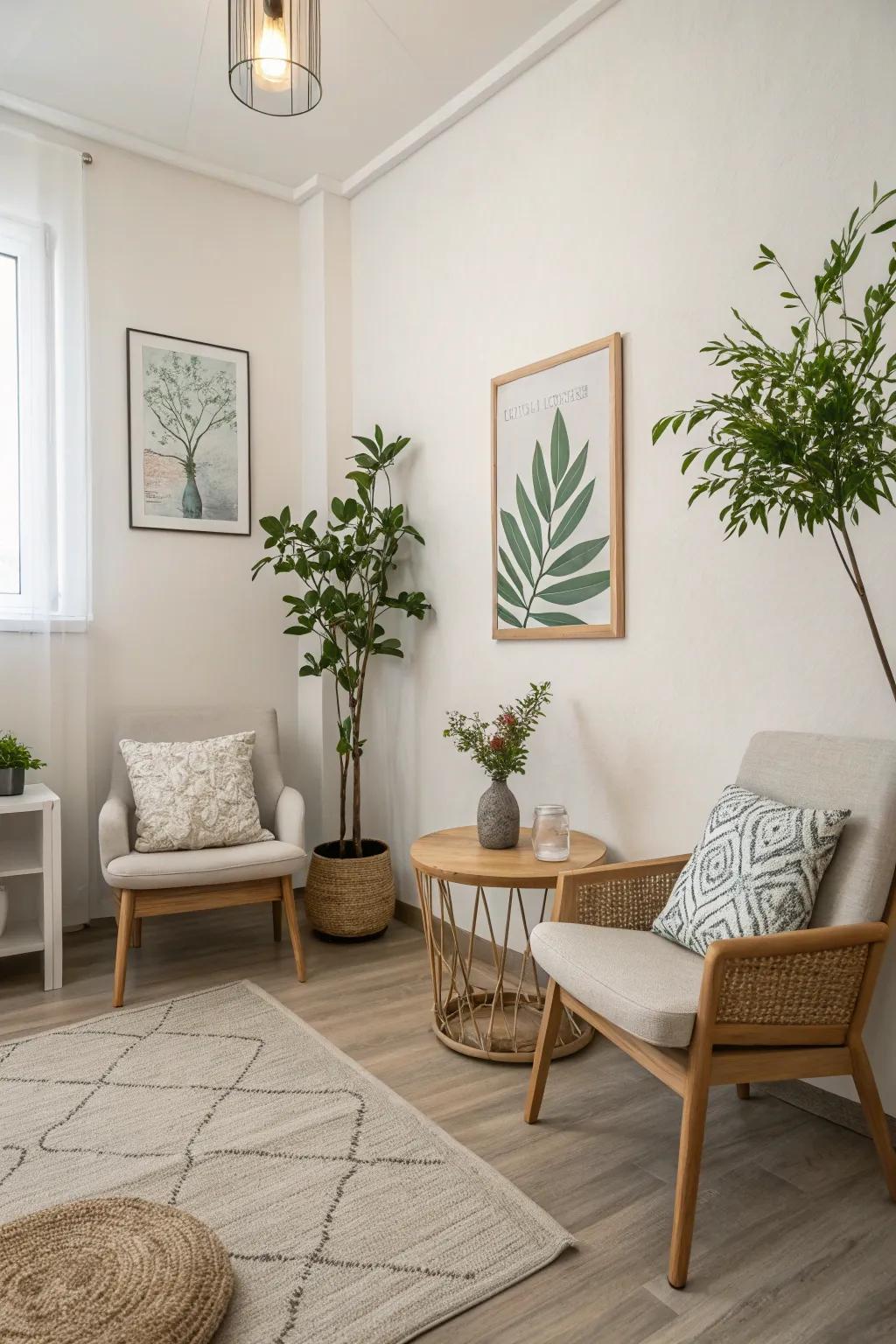 A minimalist room with carefully chosen decorations.