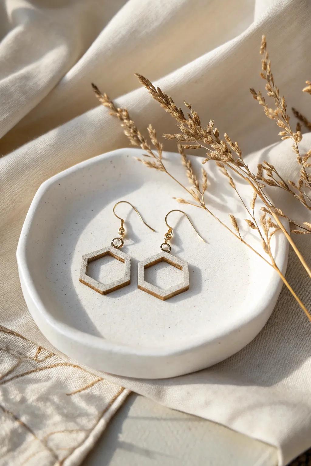 With these handcrafted hexagon earrings, which combine simplicity and contemporary elegance, you may embrace the attraction of Sleek Angular Shapes.