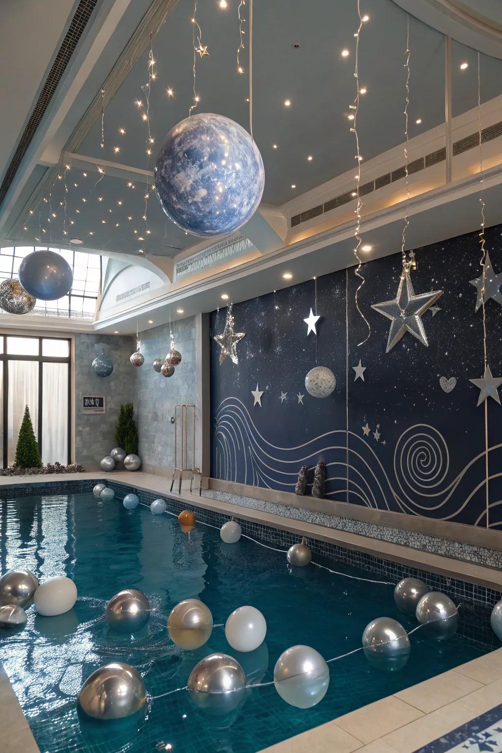 Discover the universe using a futuristic galaxy influenced swimming event.