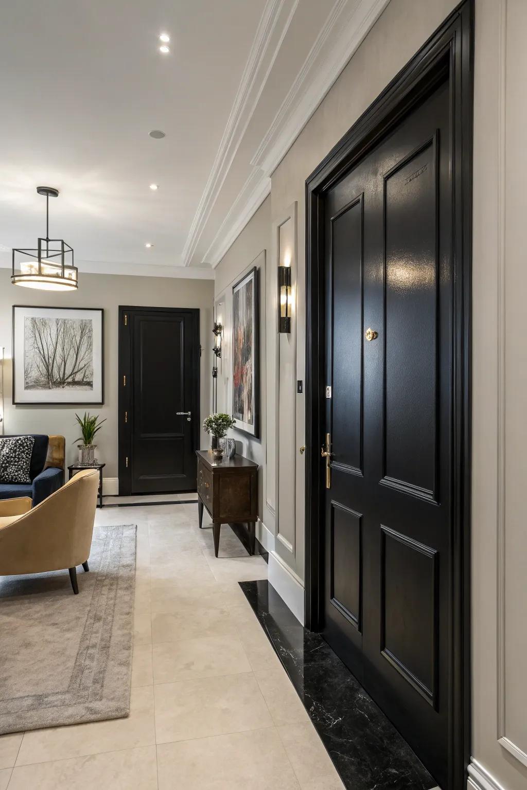 Black doors providing ageless charm.