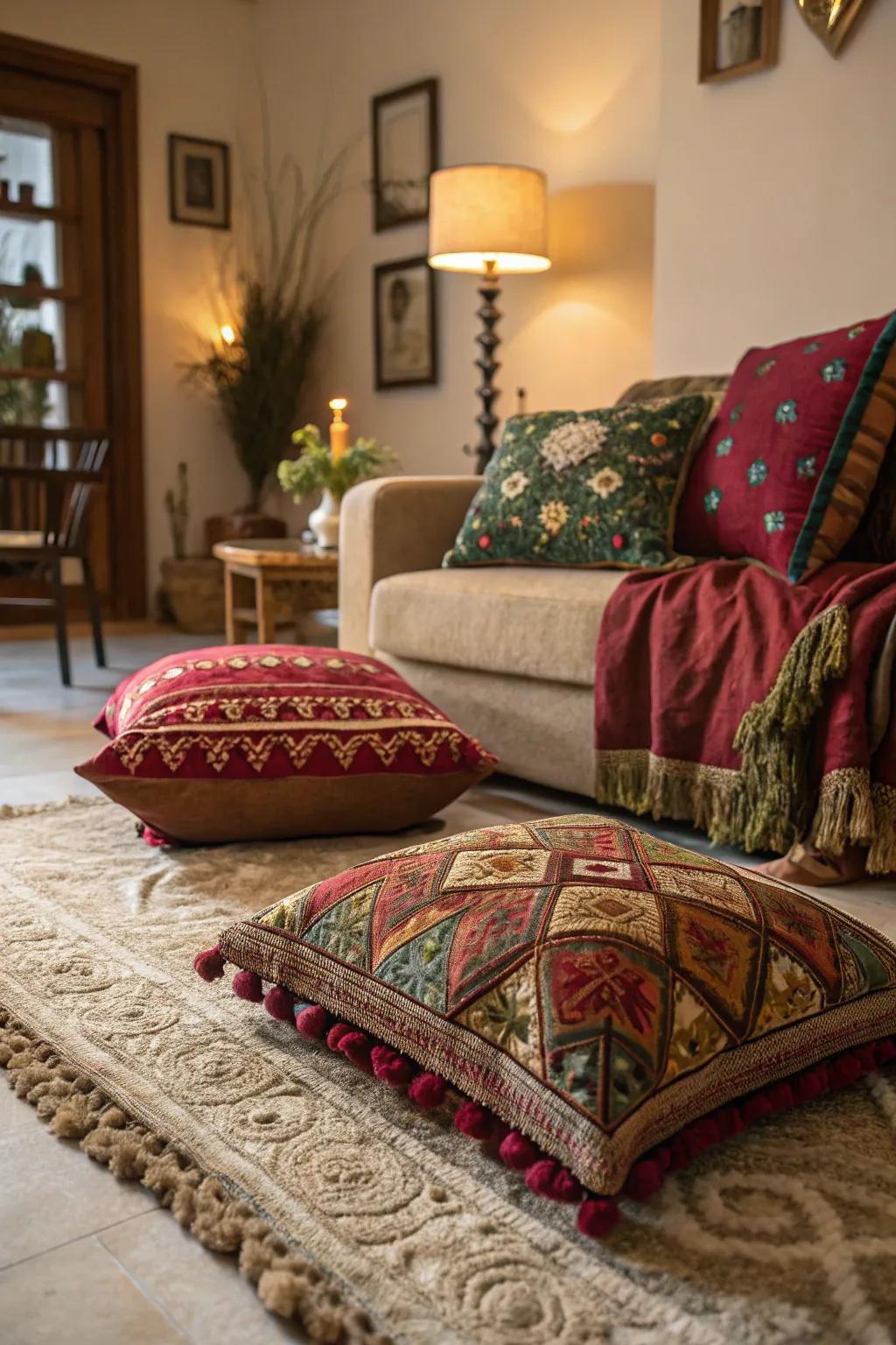 Rich textiles and luxurious rugs add richness and warmth.