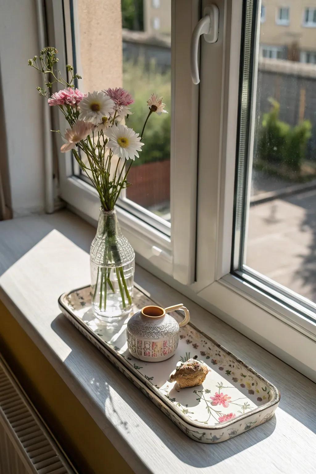 An extended sill offers more room for creativity and functionality.