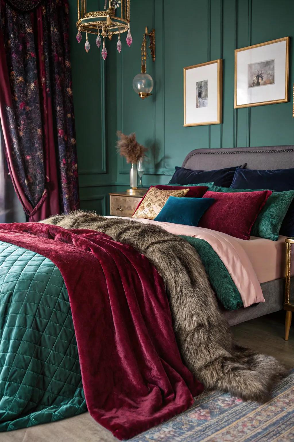 A blend of textures enriches the depth and allure of the room.