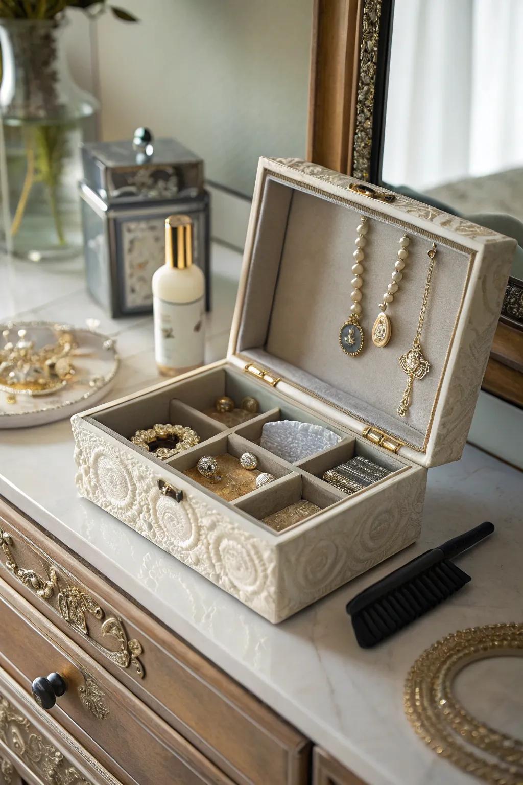 Stylish miniature jewelry container