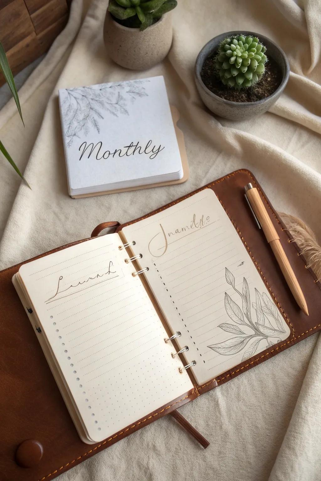 Elevate your organization with stunning monthly layouts that blend simplicity and style.