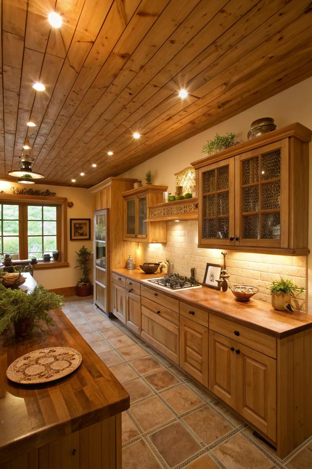 Introduce warmth with a beautifully timber-boarded ceiling.