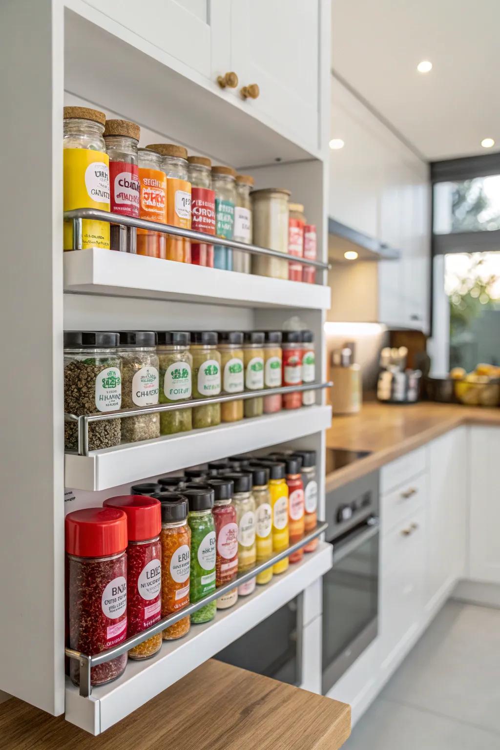 Organize and display your spices using a stylish spice station.